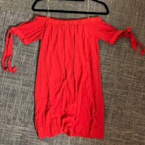 Red mini off the shoulder dress